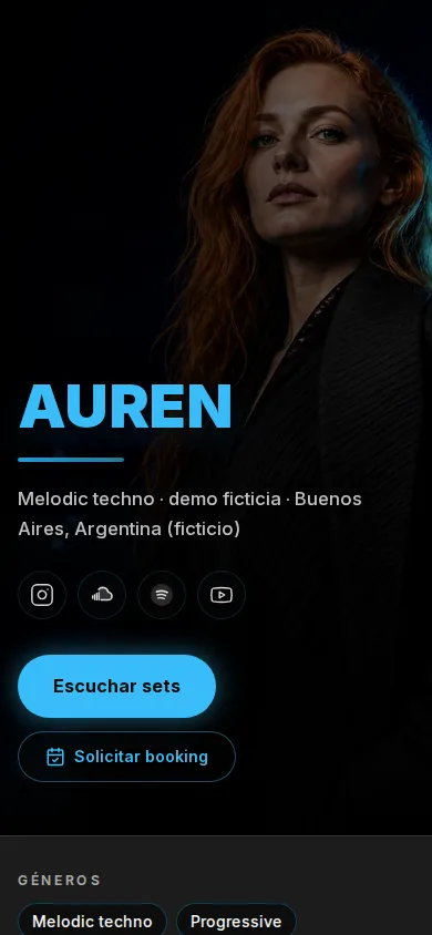 PressKit de ejemplo en un teléfono