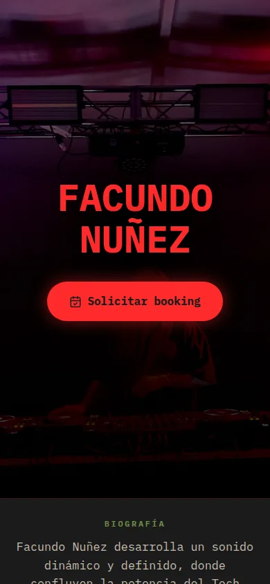 PressKit móvil con secciones preparadas para producción y booking